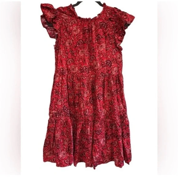 Ulla Johnson / Hana floral high neck ruffle Dress in red poppy mini 0 - Picture 4 of 10